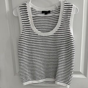 Ann Taylor Black and White Striped Tank Top
